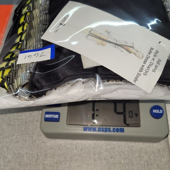 Kora Rae Robe Dress Womens S Embroidered Beaded Zip Front Long Sleeve Black Lame - Picture 12 of 12